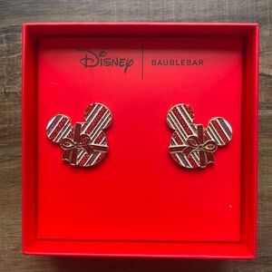 BaubleBar Disney Mickey earrings with bow design. NIB